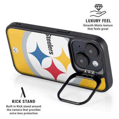 NFL Pittsburgh Steelers Large Logo iPhone 15 Plus Kickstand Case