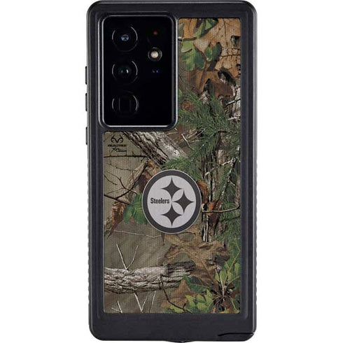 NFL Pittsburgh Steelers Realtree Xtra Green Camo Galaxy S24 Ultra Waterproof Case
