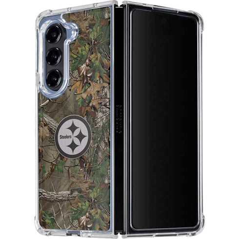 NFL Pittsburgh Steelers Realtree Xtra Green Camo Galaxy Z Fold5 5G Clear Case