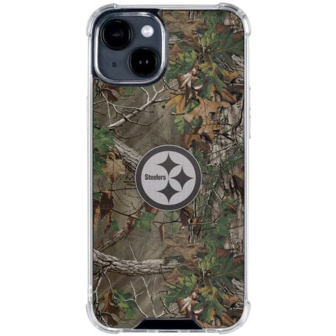 NFL Pittsburgh Steelers Realtree Xtra Green Camo iPhone 15 Clear Case