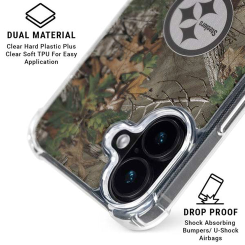 NFL Pittsburgh Steelers Realtree Xtra Green Camo iPhone 16 Clear Case