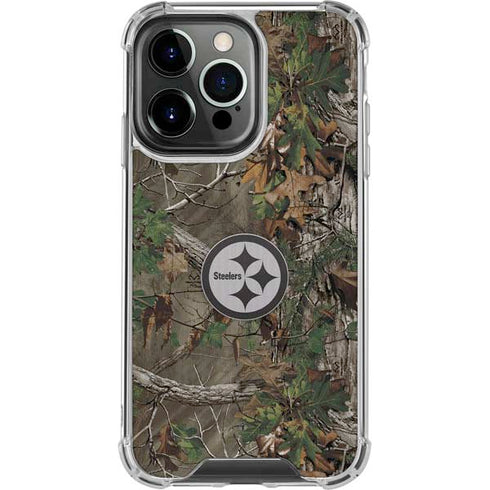 NFL Pittsburgh Steelers Realtree Xtra Green Camo iPhone 16 Pro Clear Case