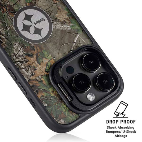 NFL Pittsburgh Steelers Realtree Xtra Green Camo iPhone 16 Pro Kickstand Case