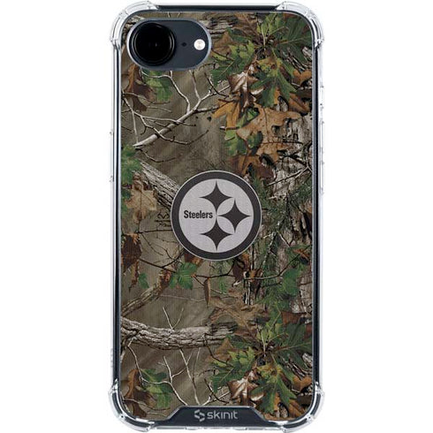 NFL Pittsburgh Steelers Realtree Xtra Green Camo iPhone 16e Clear Case