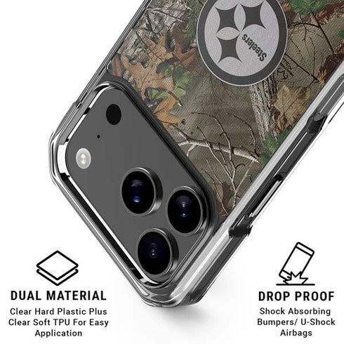 NFL Pittsburgh Steelers Realtree Xtra Green Camo iPhone 18 Pro Clear Case