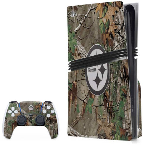 NFL Pittsburgh Steelers Realtree Xtra Green Camo PS5 Pro Disk Bundle Skin