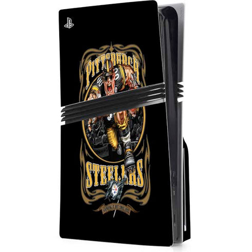 Liquid Blue NFL Pittsburgh Steelers Running Back PS5 Pro Disk Console Skin