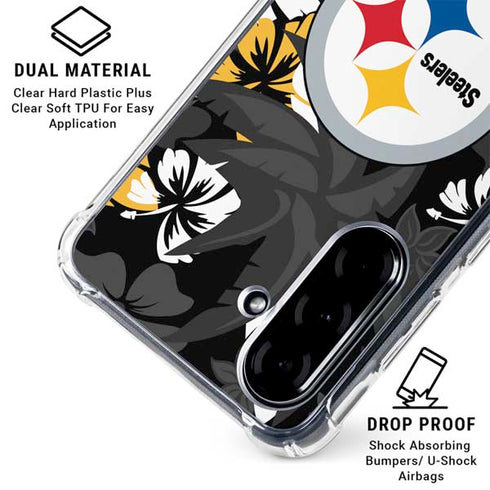 NFL Pittsburgh Steelers Tropical Print Galaxy A36 5G Clear Case