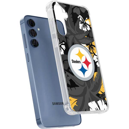 NFL Pittsburgh Steelers Tropical Print Galaxy A55 5G Clear Case