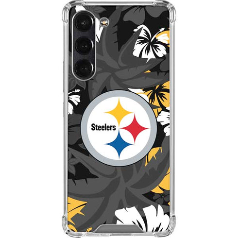 NFL Pittsburgh Steelers Tropical Print Galaxy S24 FE Clear Case