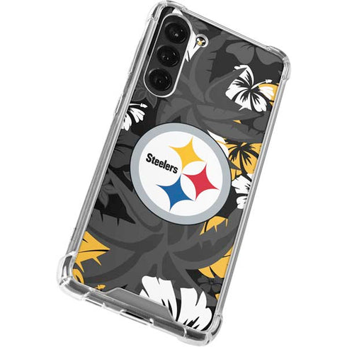 NFL Pittsburgh Steelers Tropical Print Galaxy S24 FE Clear Case