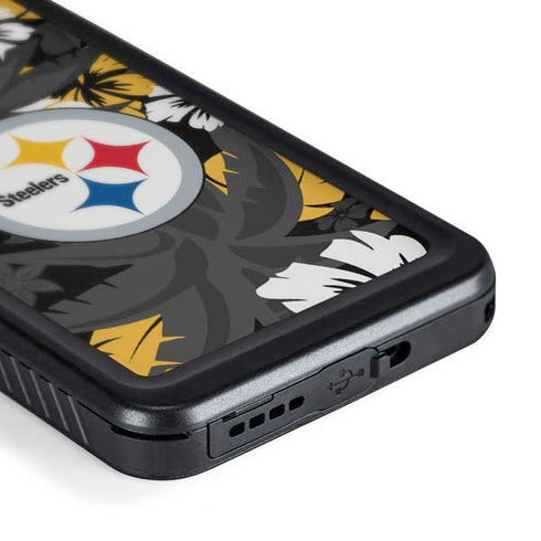 NFL Pittsburgh Steelers Tropical Print Galaxy S24 Plus Waterproof Case