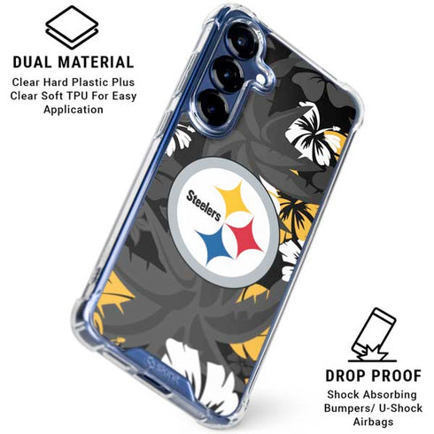 NFL Pittsburgh Steelers Tropical Print Galaxy S25 Clear Case