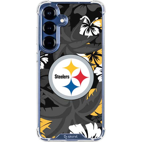 NFL Pittsburgh Steelers Tropical Print Galaxy S25 Plus Clear Case