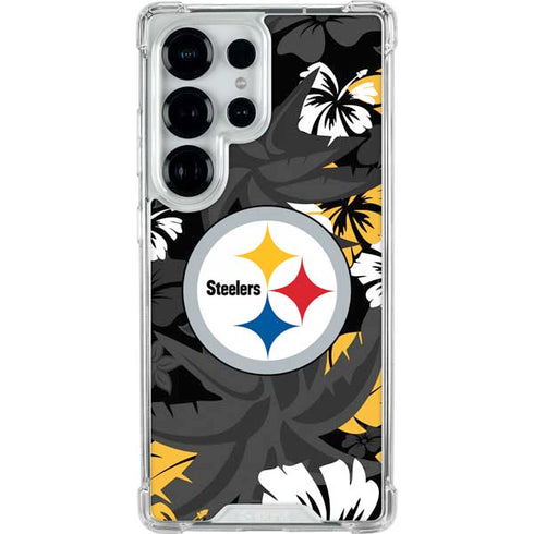 NFL Pittsburgh Steelers Tropical Print Galaxy S25 Ultra Clear Case