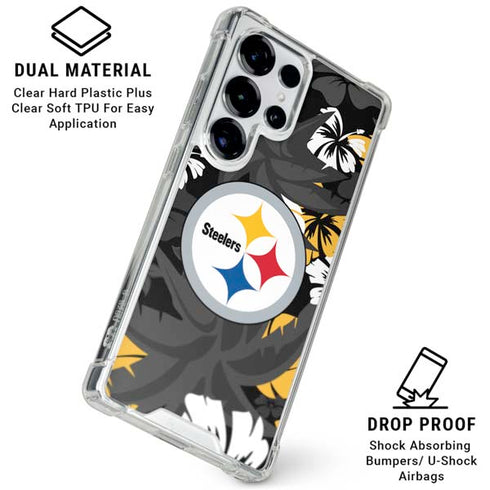 NFL Pittsburgh Steelers Tropical Print Galaxy S25 Ultra Clear Case