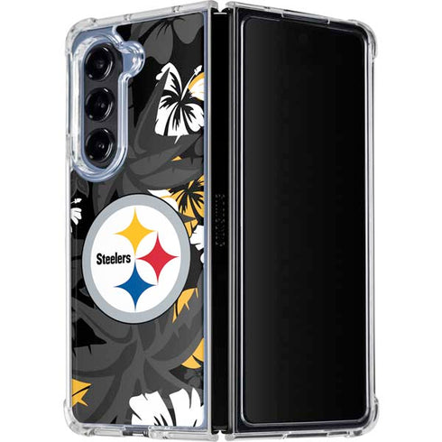 NFL Pittsburgh Steelers Tropical Print Galaxy Z Fold5 5G Clear Case