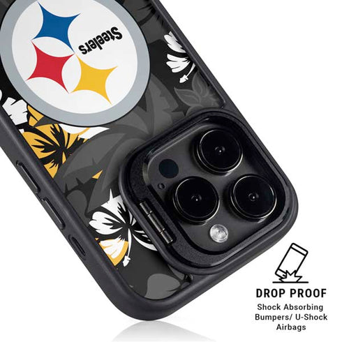 NFL Pittsburgh Steelers Tropical Print iPhone 13 Pro Max Kickstand Case