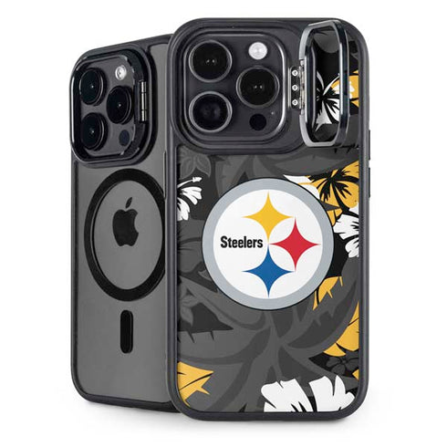 NFL Pittsburgh Steelers Tropical Print iPhone 14 Pro Kickstand Case