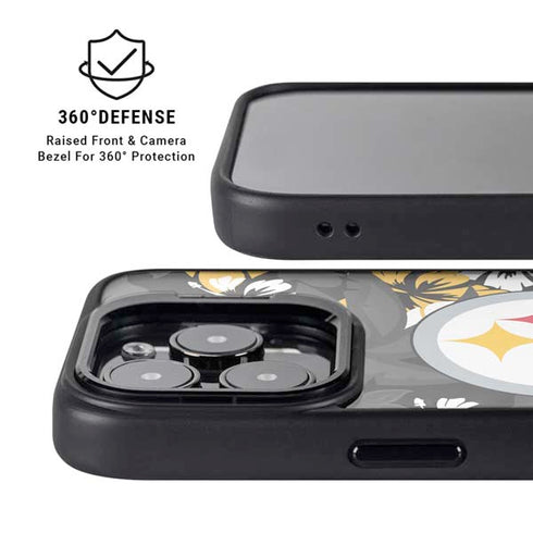NFL Pittsburgh Steelers Tropical Print iPhone 14 Pro Kickstand Case