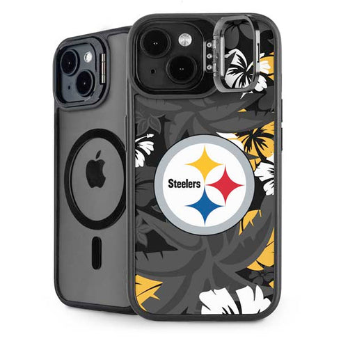 NFL Pittsburgh Steelers Tropical Print iPhone 15 Kickstand Case