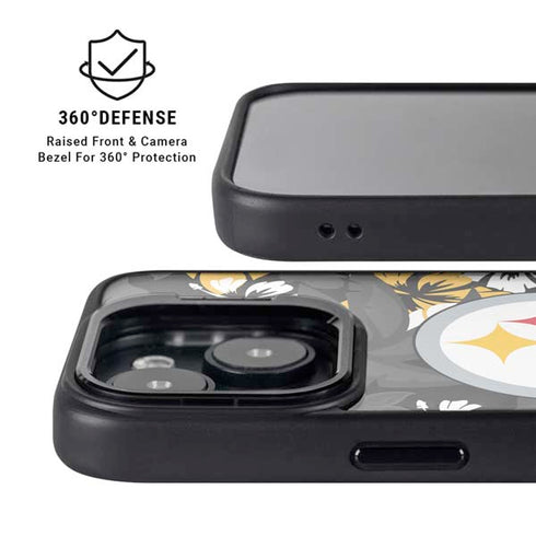 NFL Pittsburgh Steelers Tropical Print iPhone 15 Plus Kickstand Case