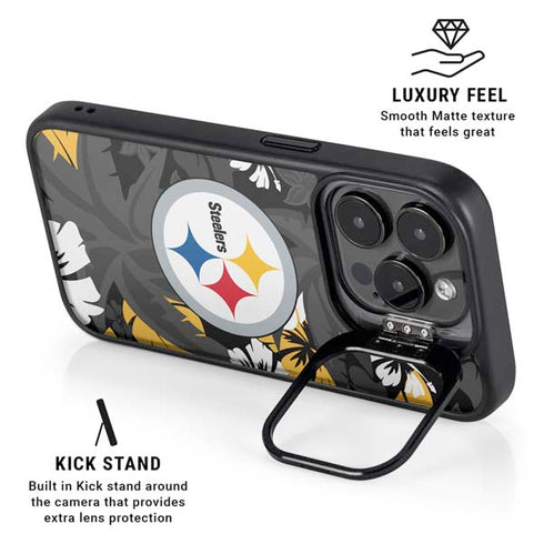 NFL Pittsburgh Steelers Tropical Print iPhone 15 Pro Max Kickstand Case