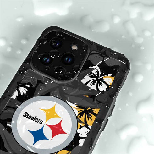 NFL Pittsburgh Steelers Tropical Print iPhone 15 Pro Waterproof Case