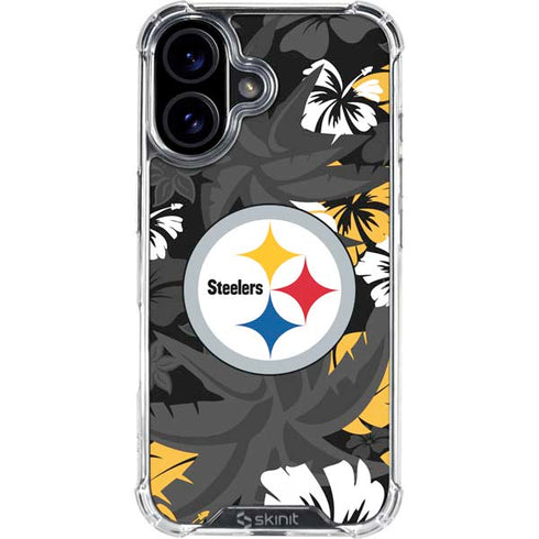 NFL Pittsburgh Steelers Tropical Print iPhone 16 Plus Clear Case