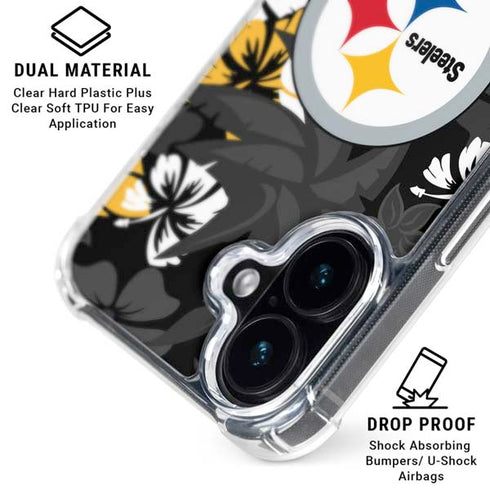 NFL Pittsburgh Steelers Tropical Print iPhone 16 Plus Clear Case