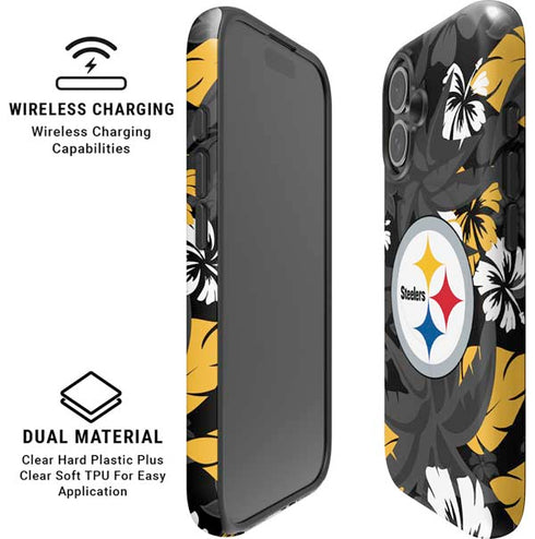 NFL Pittsburgh Steelers Tropical Print iPhone 16 Plus Magsafe Impact Case