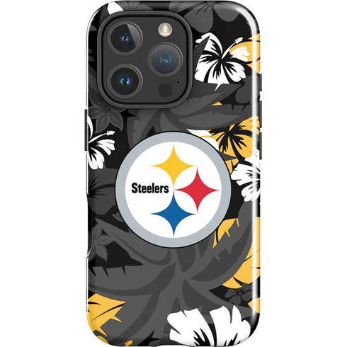 NFL Pittsburgh Steelers Tropical Print iPhone 16 Pro Impact Case