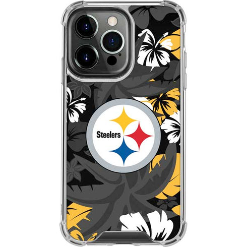 NFL Pittsburgh Steelers Tropical Print iPhone 16 Pro Max Clear Case