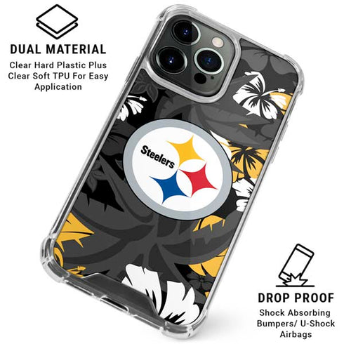 NFL Pittsburgh Steelers Tropical Print iPhone 16 Pro Max Clear Case