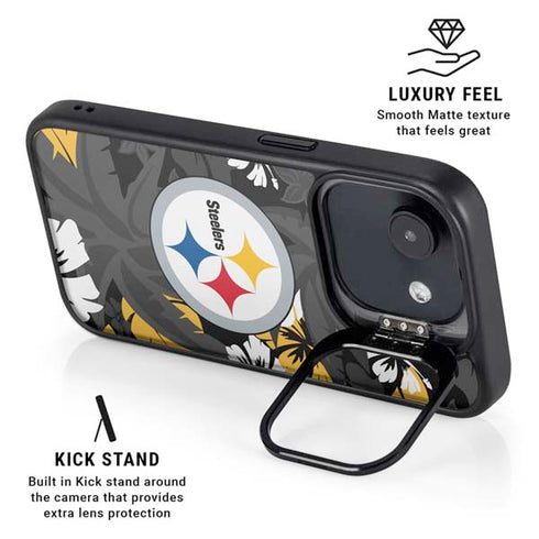 NFL Pittsburgh Steelers Tropical Print iPhone 16e Kickstand Case