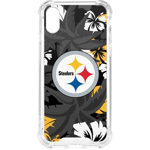 NFL Pittsburgh Steelers Tropical Print iPhone XS Clear Case