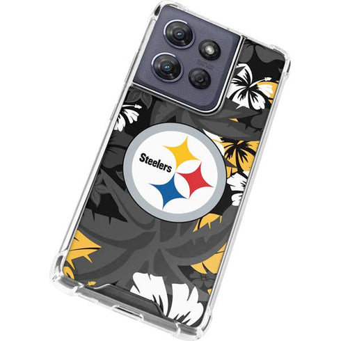 NFL Pittsburgh Steelers Tropical Print Moto G Stylus 5G (2025) Clear Case