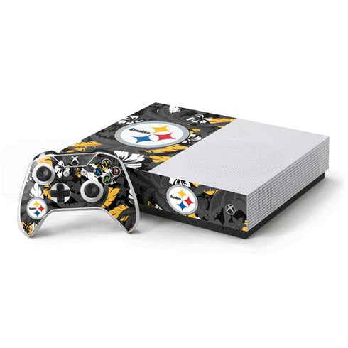 NFL Pittsburgh Steelers Tropical Print Xbox One S All-Digital Edition Bundle Skin