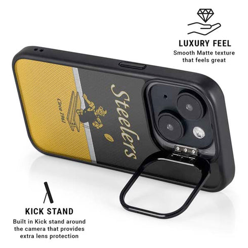 NFL Pittsburgh Steelers Vintage iPhone 15 Plus Kickstand Case