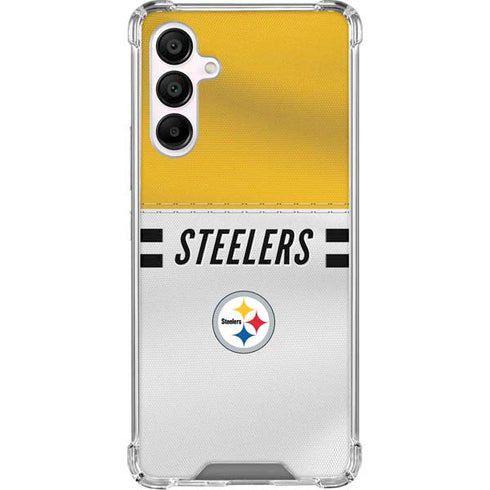 NFL Pittsburgh Steelers White Striped Galaxy A16 5G Clear Case