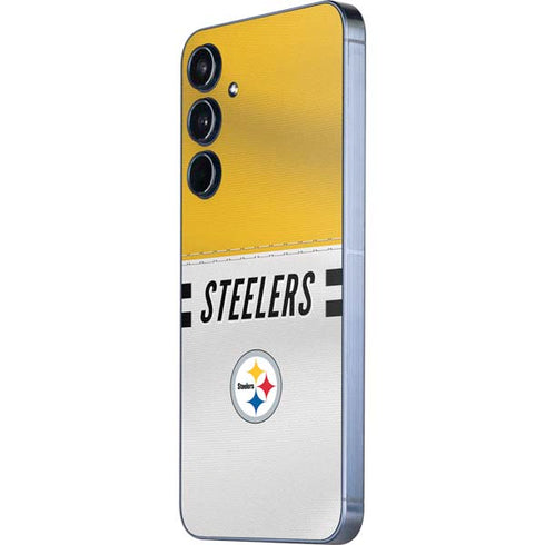 NFL Pittsburgh Steelers White Striped Galaxy A35 5G Skin