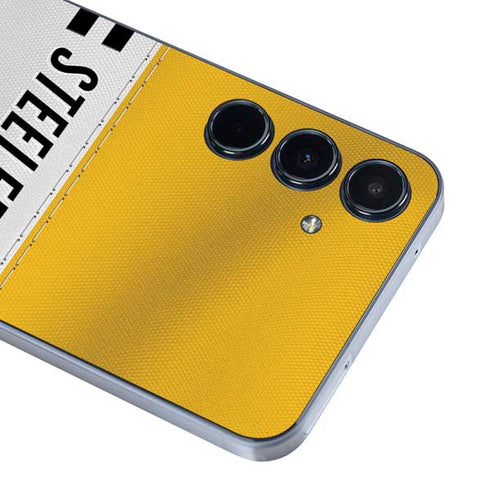 NFL Pittsburgh Steelers White Striped Galaxy A35 5G Skin
