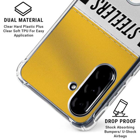 NFL Pittsburgh Steelers White Striped Galaxy A36 5G Clear Case