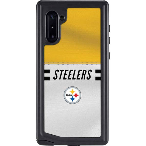NFL Pittsburgh Steelers White Striped Galaxy Note 10 Waterproof Case