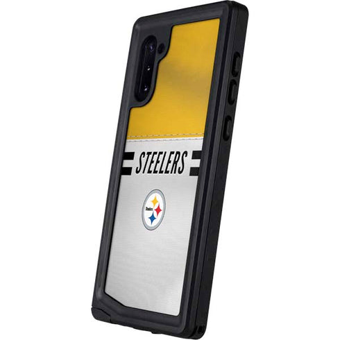 NFL Pittsburgh Steelers White Striped Galaxy Note 10 Waterproof Case