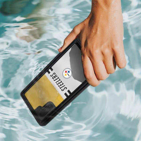 NFL Pittsburgh Steelers White Striped Galaxy Note 10 Waterproof Case