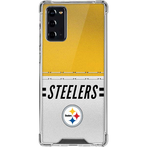 NFL Pittsburgh Steelers White Striped Galaxy Note20 5G Clear Case