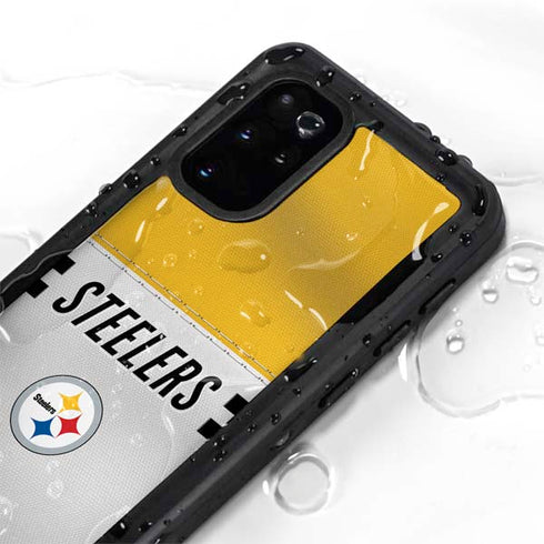 NFL Pittsburgh Steelers White Striped Galaxy S20 Plus Waterproof Case