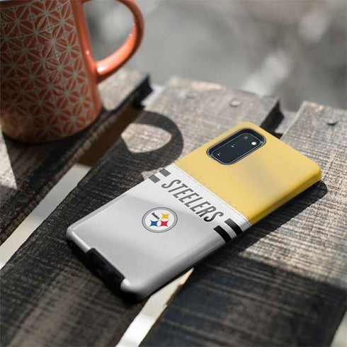 NFL Pittsburgh Steelers White Striped Galaxy S20 Pro Case