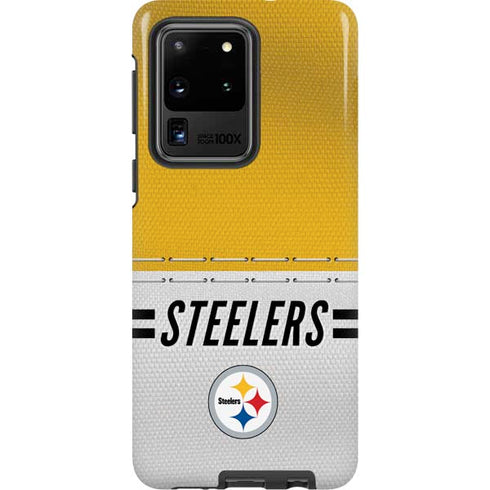 NFL Pittsburgh Steelers White Striped Galaxy S20 Ultra 5G Pro Case